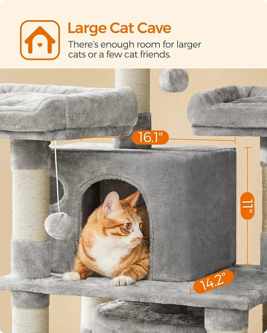 170cm Multi-Level Cat Tree Tower with Scratching Posts, 2 Cat Houses, Hammocks & Play Platforms product image 2