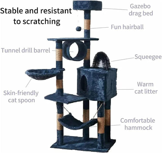 6-Level Multi-Activity Cat Tree Tower with Scratching Posts, Hammock & Cat House – 150cm product image 2