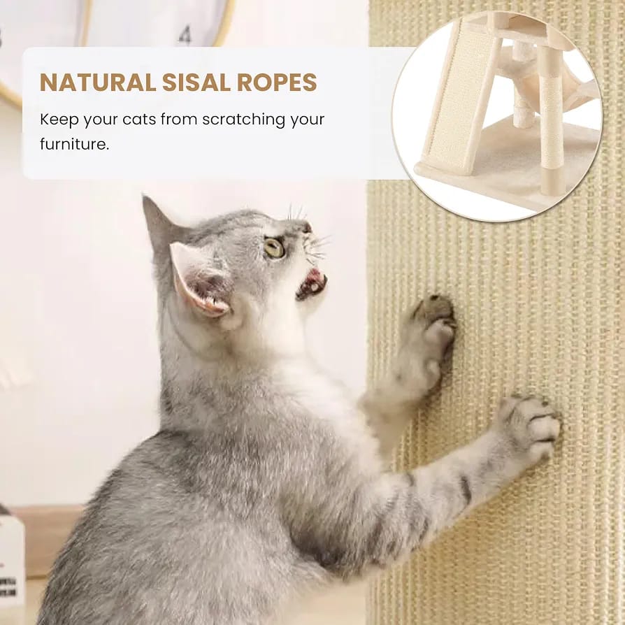 Beige Cat Tree Tower 166cm – Multi-Level Cat Condo with Hammock, Cave & Scratching Posts product image 6