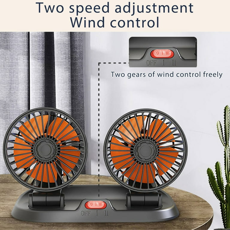 Double-Headed Vehicle Fan 12V – 360° Rotating Dual-Speed Car Cooling Fan product image 4