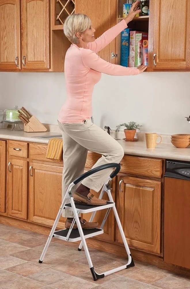 Heavy Duty 2-Step Folding Ladder with Safety Handle & Anti-Slip Wide Steps – Portable Steel Step Stool for Home, Kitchen & Office product image 4