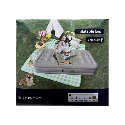 Inflatable Air Bed Single Size with Built-In Electric Pump – Raised Air Mattress, 198x100x40cm, Camping & Guest Bed product image 2