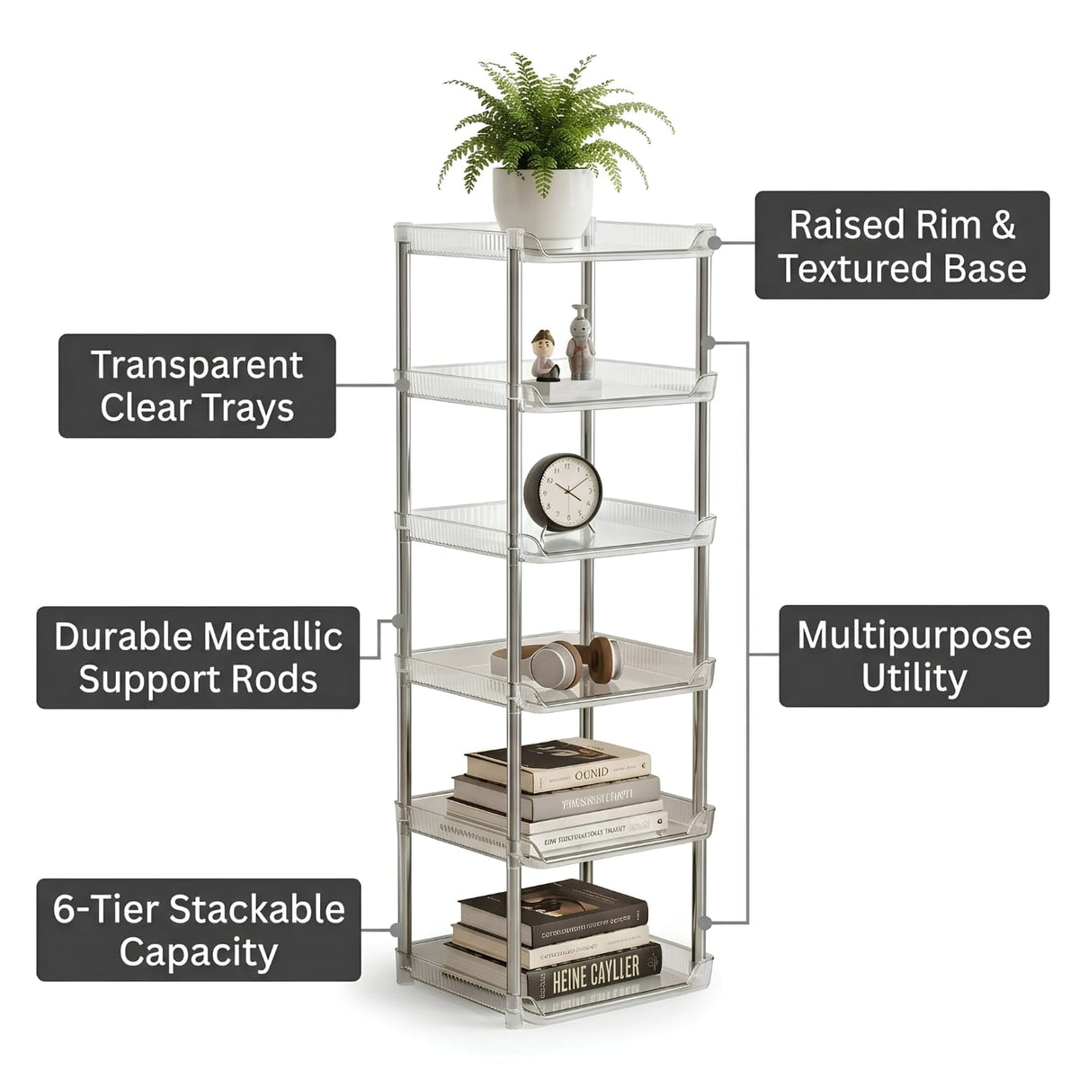 Modern 6-Tier Metal Storage Shelf – Multi-Level Display Rack for Home & Office product image 6