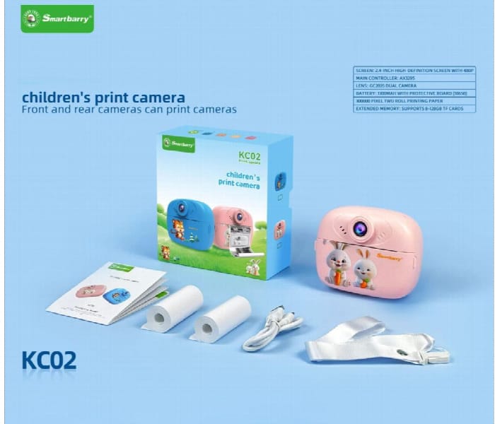 Smartberry KC02 Children's Instant Print Camera – HD Digital Camera with Thermal Printing, Selfie, Video Recording & Rechargeable Battery for Kids product image 5