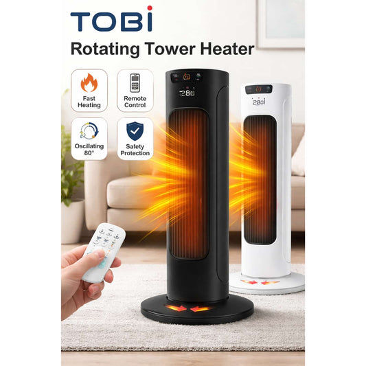 Electric tower heater with digital temperature display and remote control