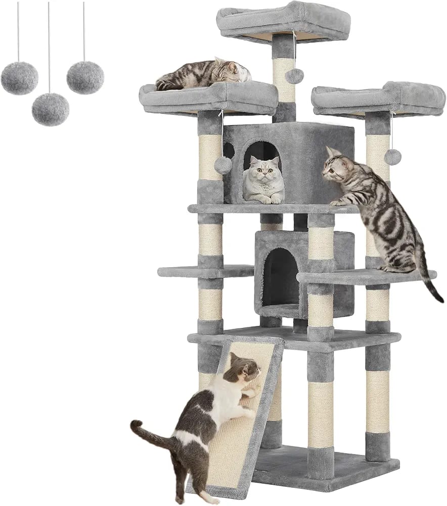 170cm Multi-Level Cat Tree Tower with Scratching Posts, 2 Cat Houses, Hammocks & Play Platforms product image