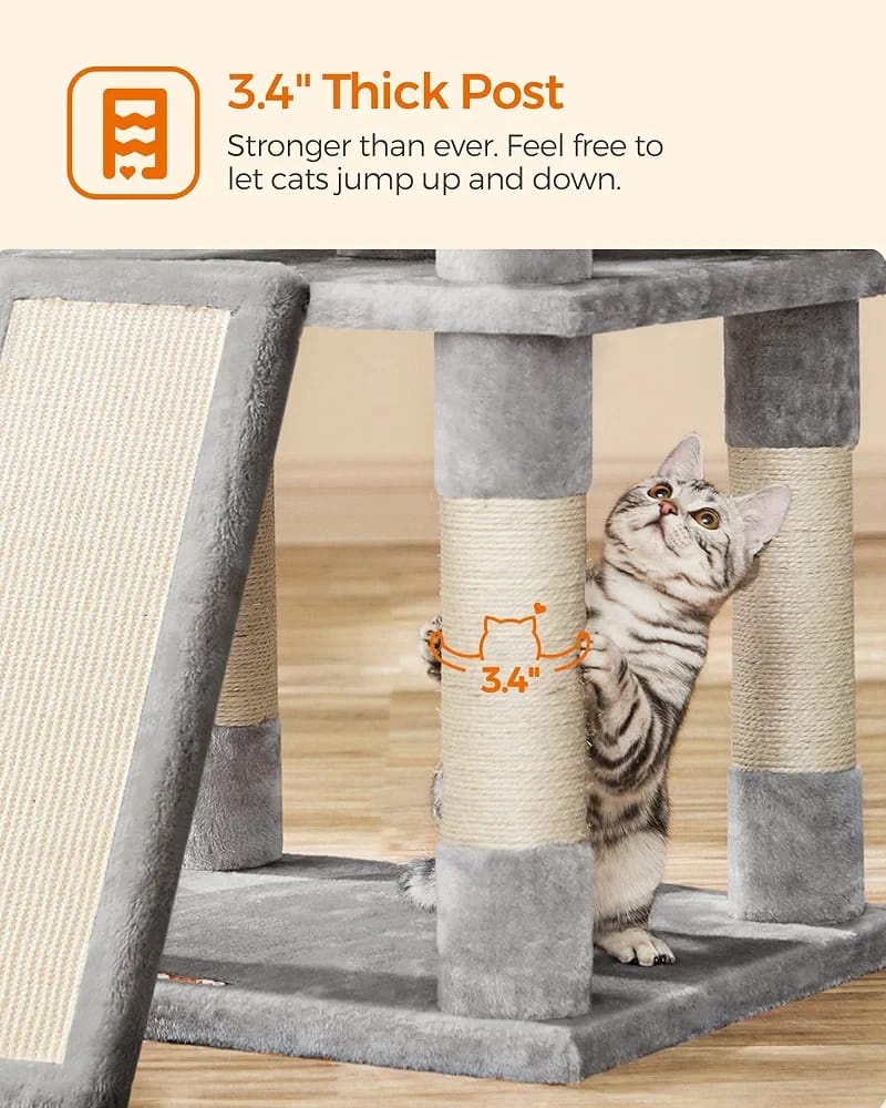 170cm Multi-Level Cat Tree Tower with Scratching Posts, 2 Cat Houses, Hammocks & Play Platforms product image 6