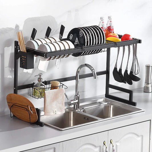 2-Tier Kitchen Storage Rack with 2 Wire Baskets – Freestanding Kitchen Organizer Shelf product image
