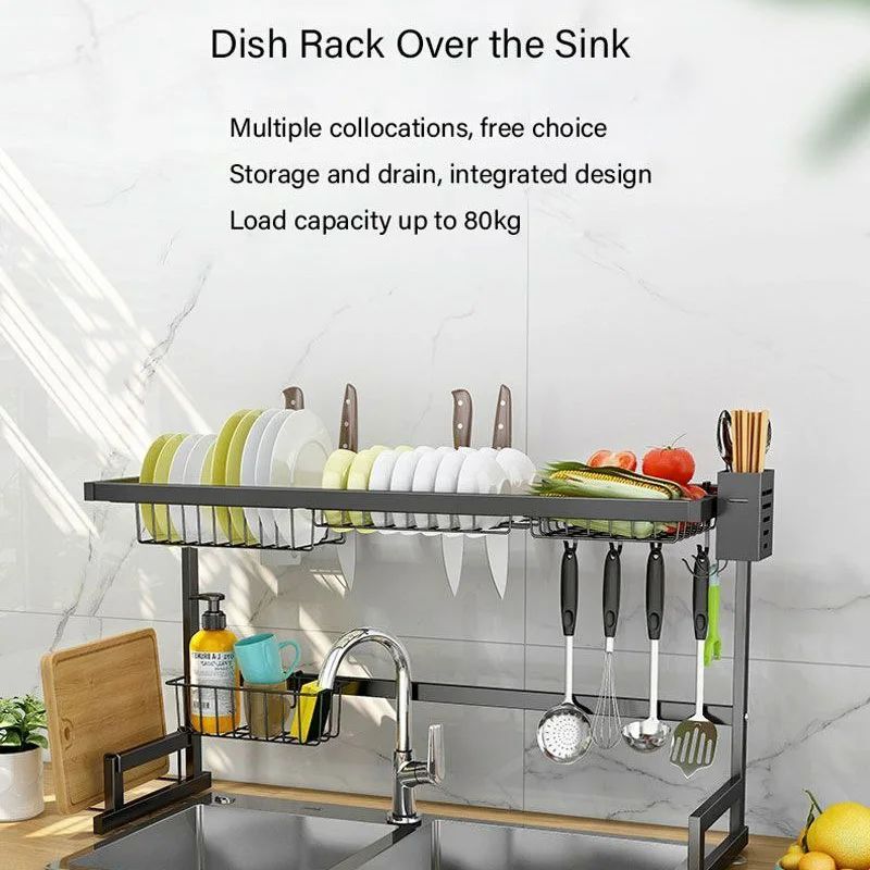 2-Tier Kitchen Storage Rack with 2 Wire Baskets – Freestanding Kitchen Organizer Shelf product image 2