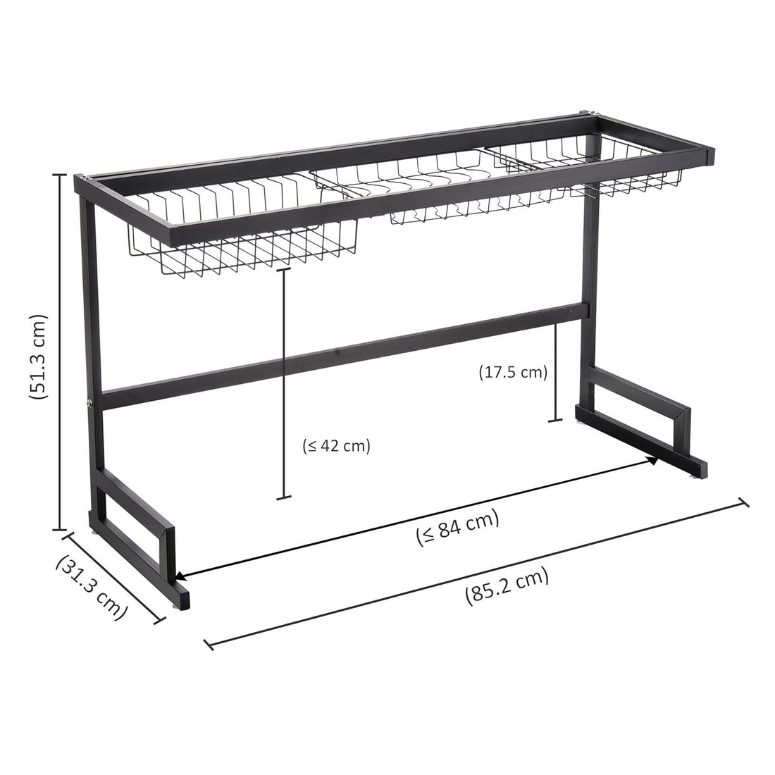 2-Tier Kitchen Storage Rack with 2 Wire Baskets – Freestanding Kitchen Organizer Shelf product image 6