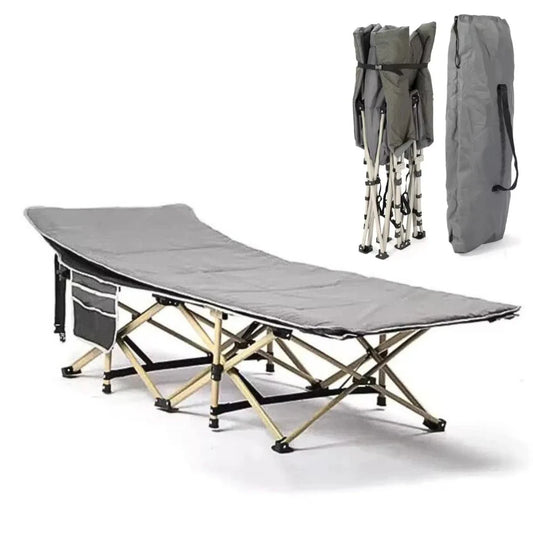 Foldable camping cot bed with padded mattress grey Qatar