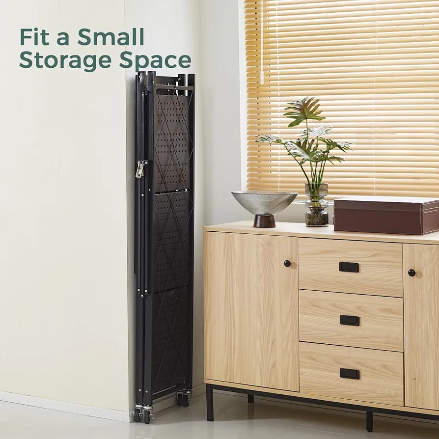 4-Tier Foldable Storage Rack with Wheels – Heavy Duty Metal Shelving Unit for Kitchen, Garage & Home Storage product image 7