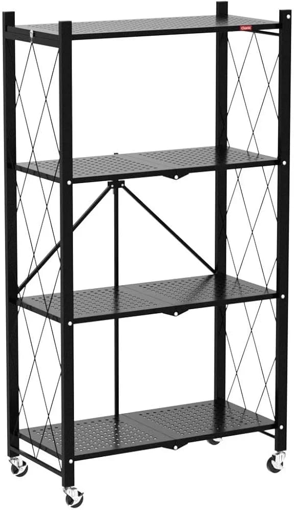 4-Tier Foldable Storage Rack with Wheels – Heavy Duty Metal Shelving Unit for Kitchen, Garage & Home Storage product image 8