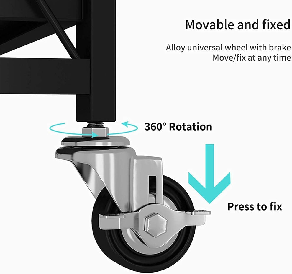 Storage rack lockable wheel close-up