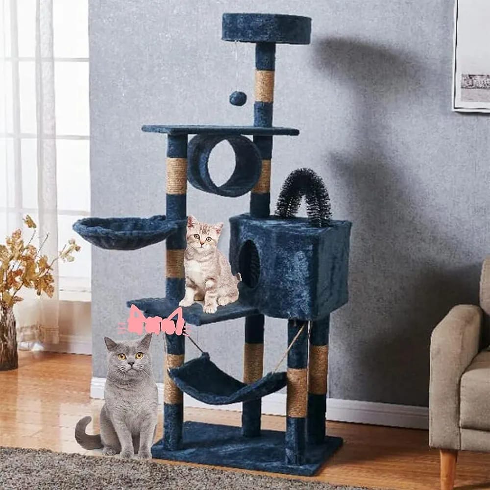 6-Level Multi-Activity Cat Tree Tower with Scratching Posts, Hammock & Cat House – 150cm product image 3