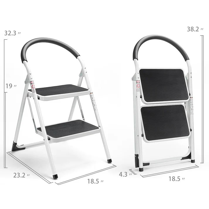 Heavy Duty 2-Step Folding Ladder with Safety Handle & Anti-Slip Wide Steps – Portable Steel Step Stool for Home, Kitchen & Office product image 2