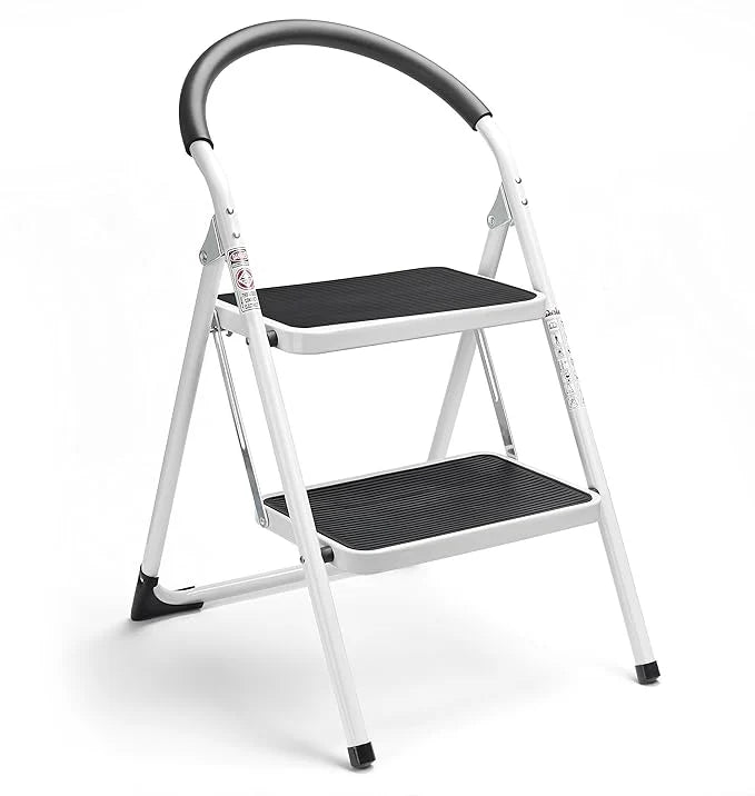 Heavy Duty 2-Step Folding Ladder with Safety Handle & Anti-Slip Wide Steps – Portable Steel Step Stool for Home, Kitchen & Office product image
