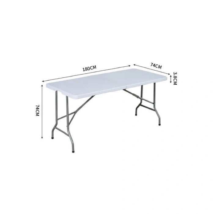 Heavy-duty white plastic folding table 180cm for events, camping and parties in Qatar