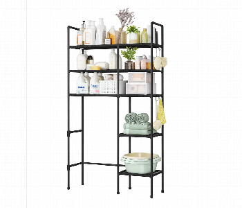 Bathroom storage rack installed over toilet