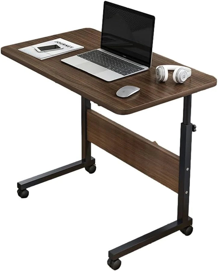 Adjustable laptop stand table with wheels wood top Qatar