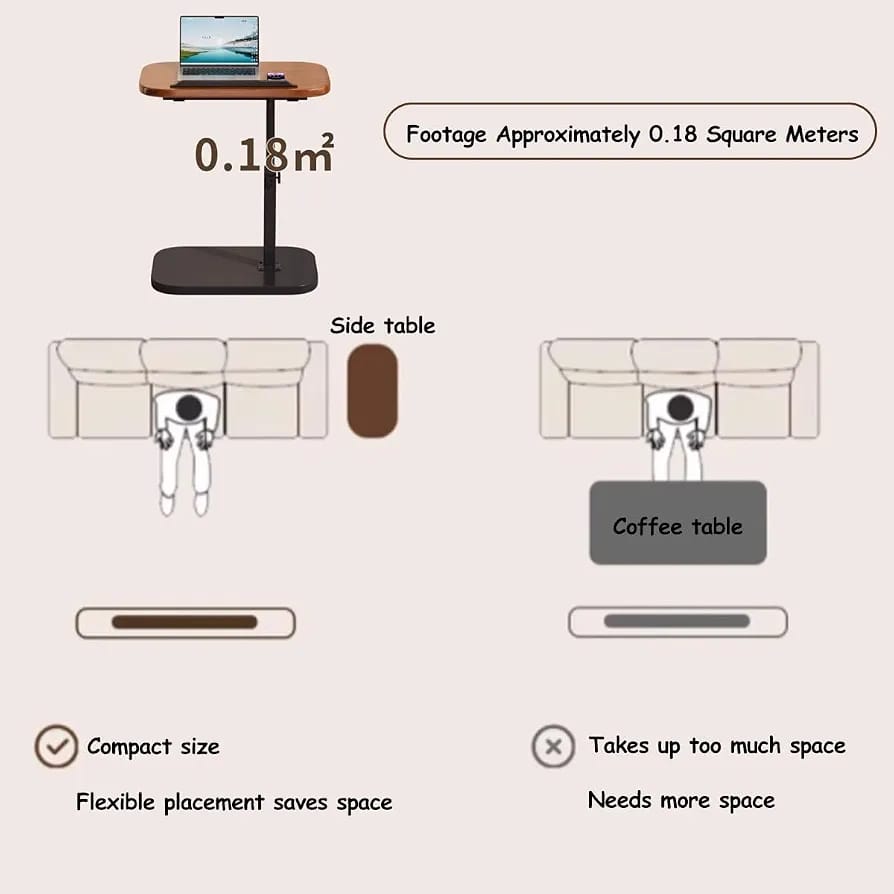 Adjustable Mobile Laptop Side Table | Height Adjustable Bedside Desk for Sofa, Bed & Home Office product image 4