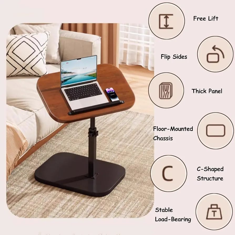 Adjustable Mobile Laptop Side Table | Height Adjustable Bedside Desk for Sofa, Bed & Home Office product image 8