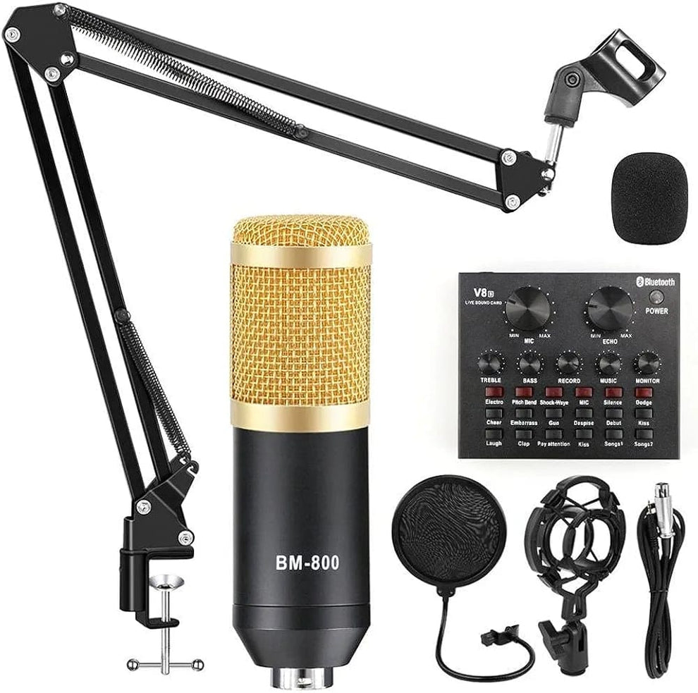 BM-800 Condenser Microphone Kit with V8 Sound Card, Boom Arm & Pop Filter product image