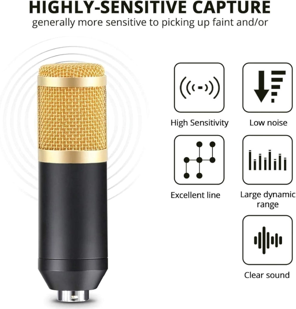 BM-800 Condenser Microphone Kit with V8 Sound Card, Boom Arm & Pop Filter product image 4