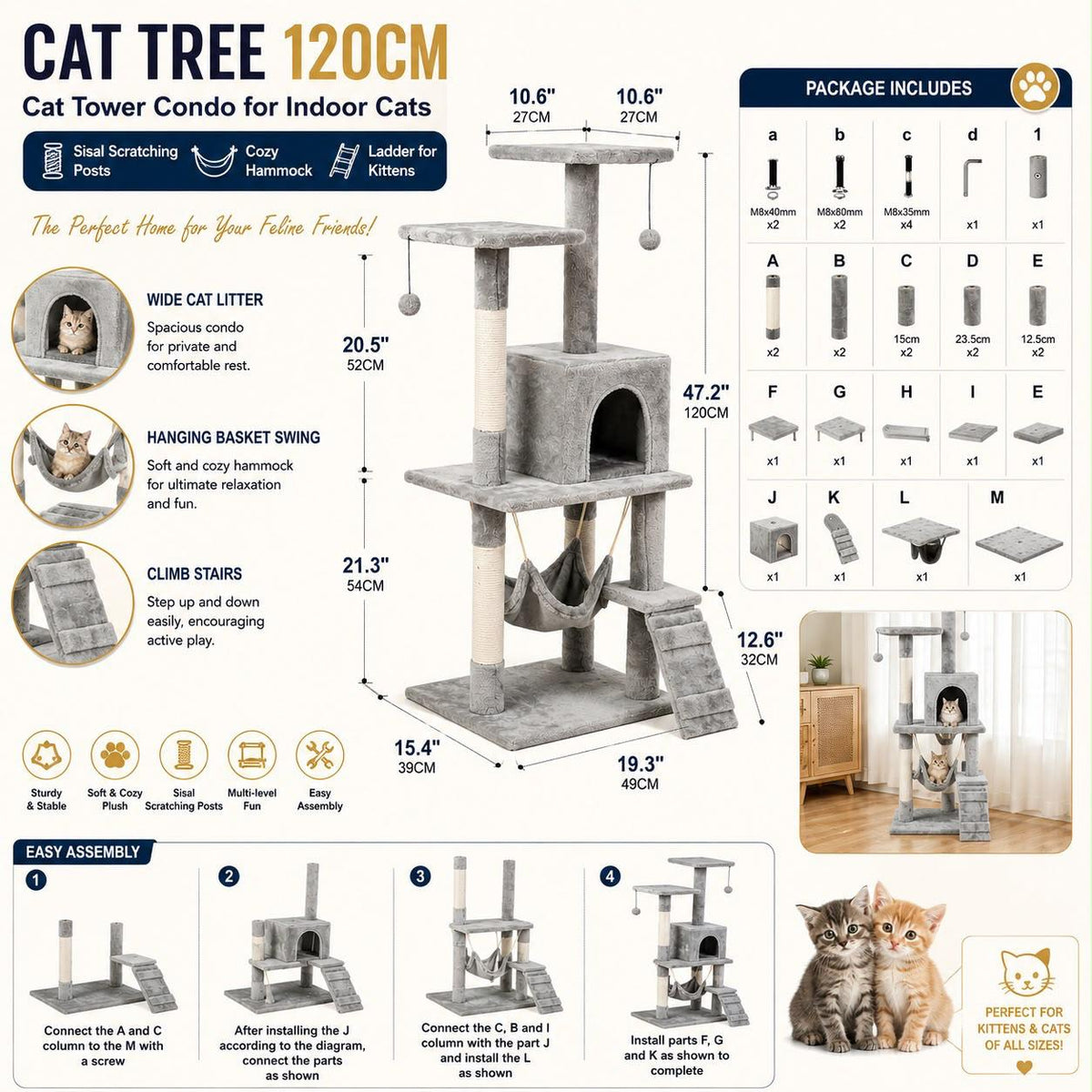 Cat tree tower assembly instructions and parts diagram