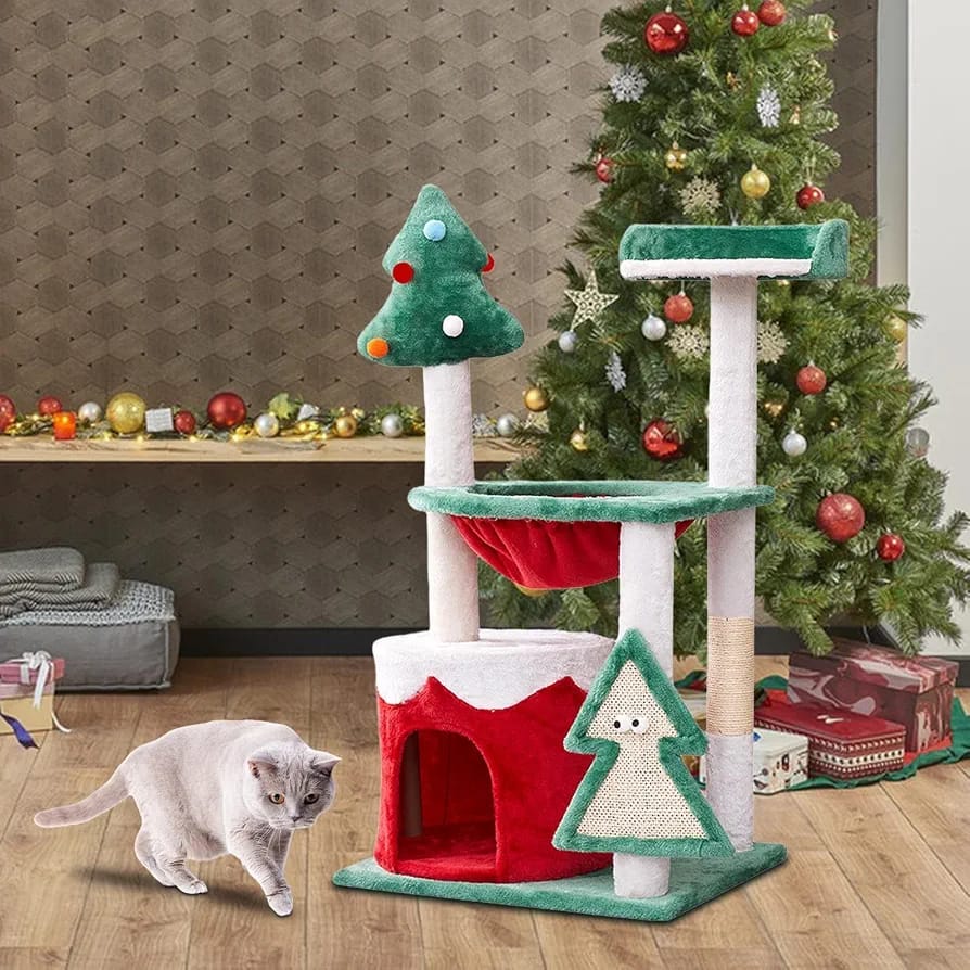 Christmas cat tree tower 95cm with cat condo and multiple platforms Qatar