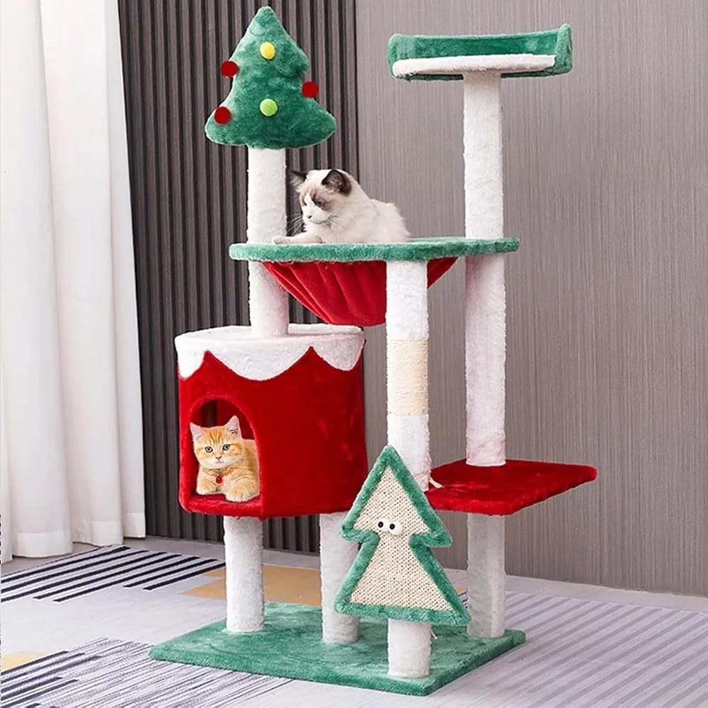 Christmas cat tree tower 110cm with cat condo and scratching posts Qatar