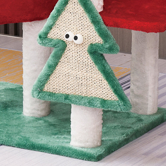 Christmas tree shaped scratching board on cat tower
