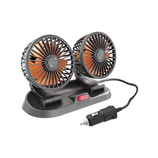 Double-Headed Vehicle Fan 12V – 360° Rotating Dual-Speed Car Cooling Fan product image