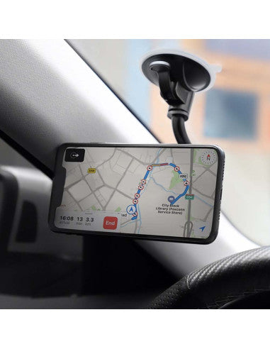 Go-Des black car phone holder with suction cup mount and flexible arm.