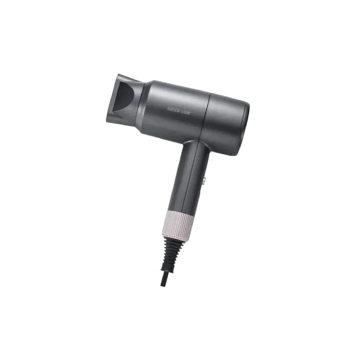 Gray hair dryer on a white background
