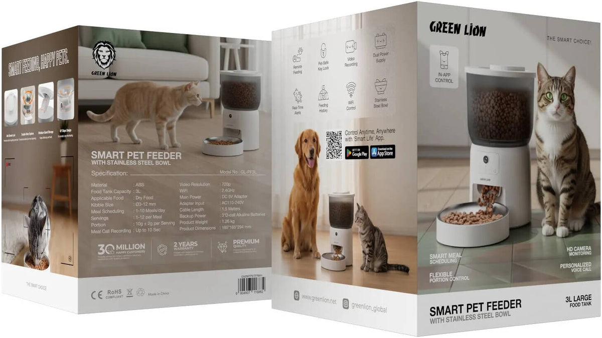 Green Lion pet feeder 720p video monitoring