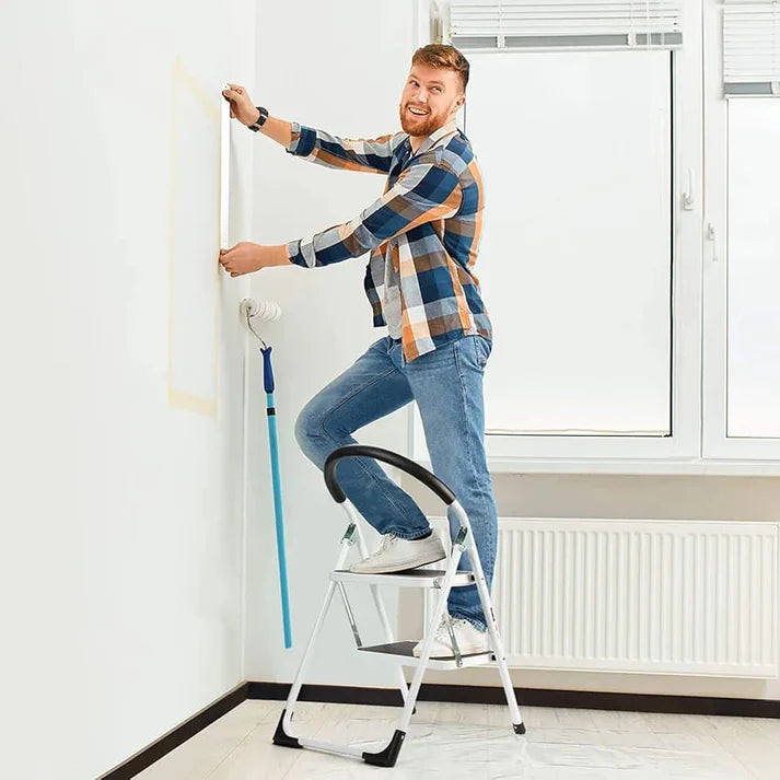 Heavy Duty 2-Step Folding Ladder with Safety Handle & Anti-Slip Wide Steps – Portable Steel Step Stool for Home, Kitchen & Office product image 3