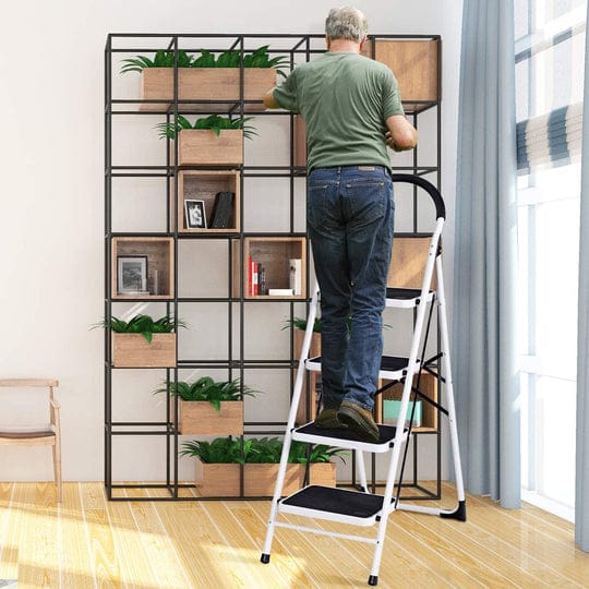 Heavy Duty 4-Step Folding Ladder with Safety Handle & Anti-Slip Wide Steps – Portable Steel Step Stool for Home, Kitchen & Office product image 3