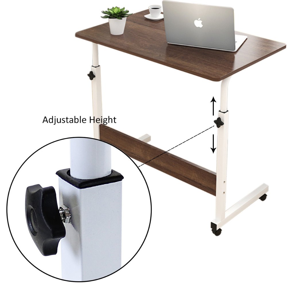 Laptop table wheel locking caster close-up