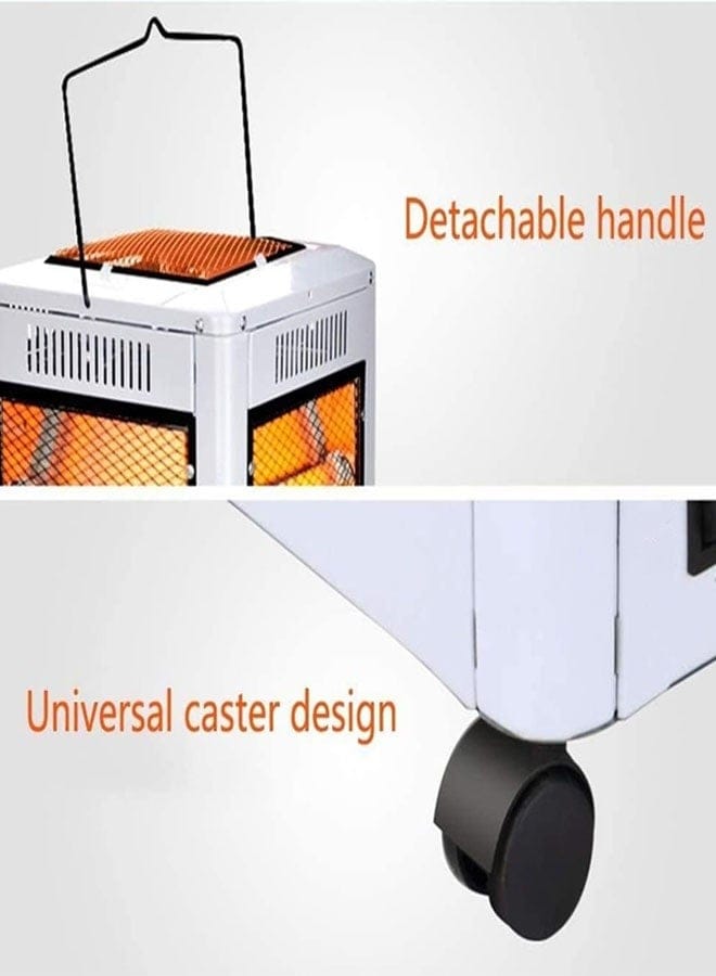 Portable 2000W quartz heater with built-in wheels