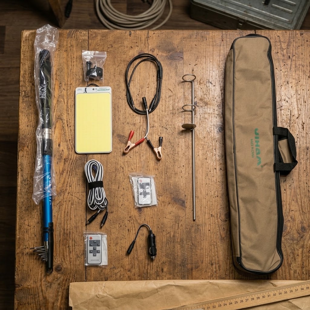 Jiham portable fishing light kit with telescopic rod and accessories