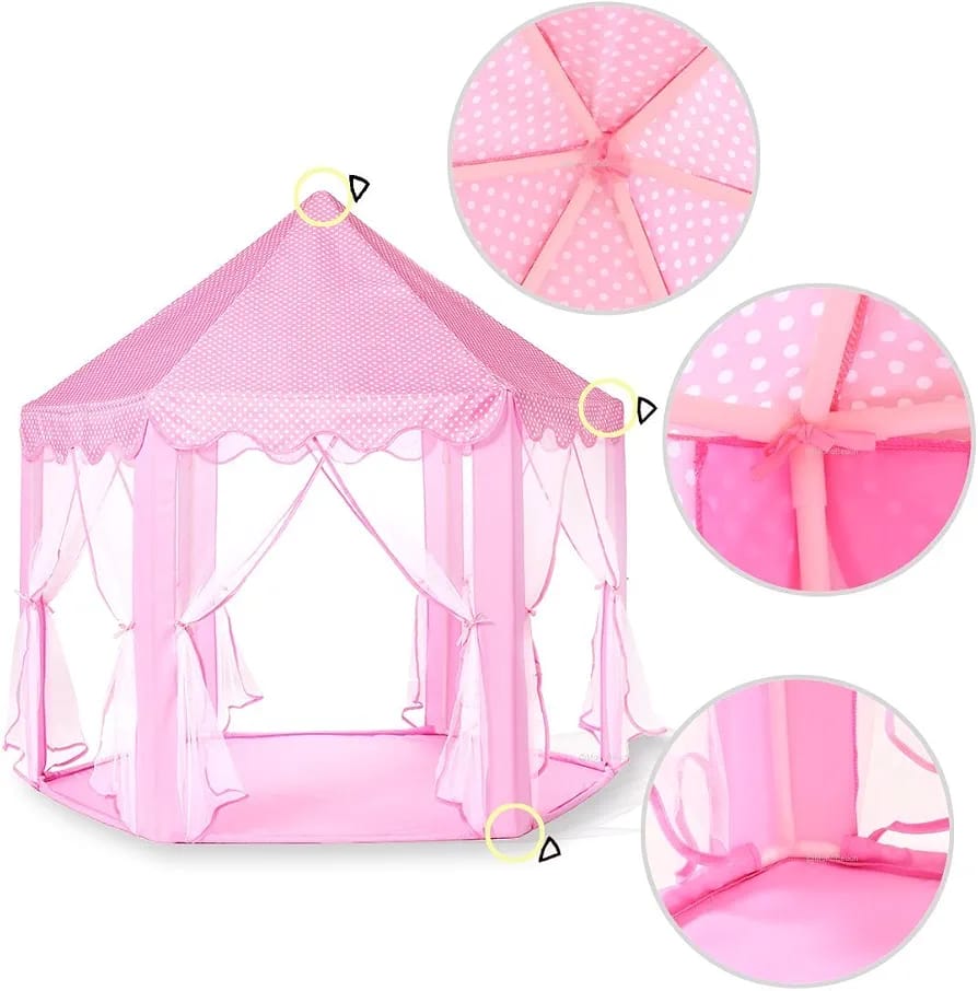 Kids Princess Castle Play Tent – Hexagonal Mesh Playhouse for Girls & Boys (55cm x 53cm x H) product image 4