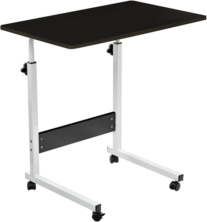 Rolling laptop desk black top side view