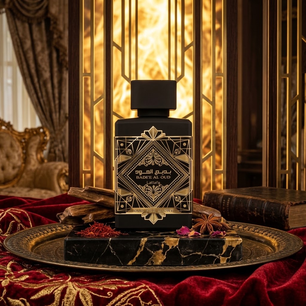Lattafa Badee Al Oud Oud for Glory perfume bottle