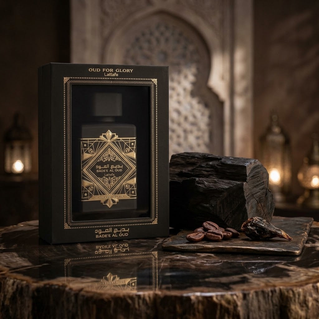 Lattafa Oud for Glory Eau de Parfum black bottle
