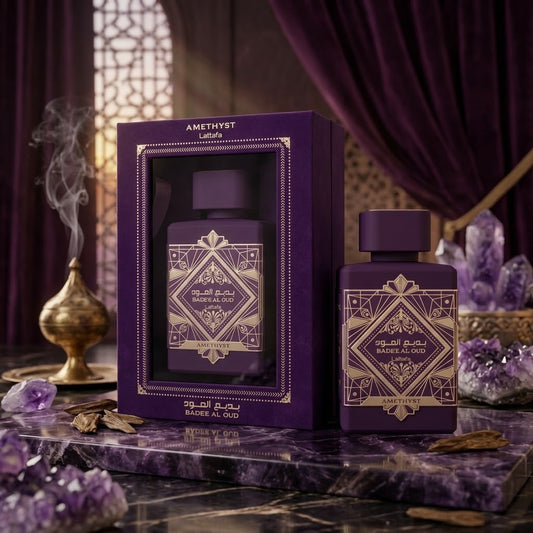 Lattafa Badete Al Oud Amethyst fragrance bottle