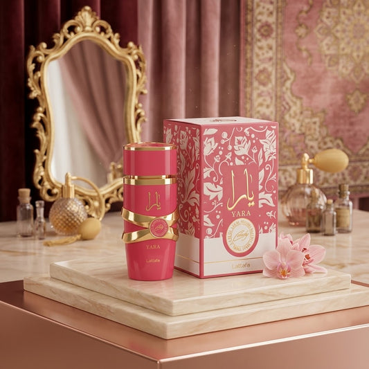Lattafa Yara Eau de Parfum 100ml for women with pink presentation box