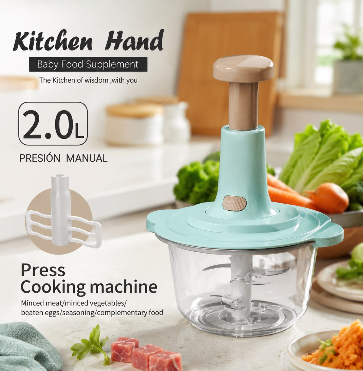 Manual Food Chopper & Vegetable Cutter – Multi-Function Hand Press Kitchen Processor product image 4