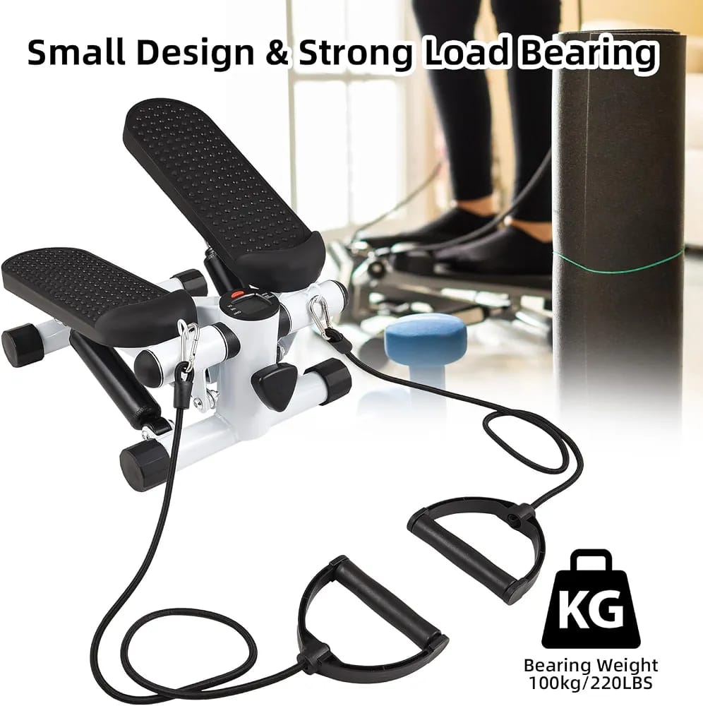 Mini Stepper with Resistance Bands – Compact Twist Stepper Exercise Machine with LCD Monitor (100kg/220LBS Capacity) product image