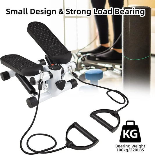 Mini Stepper with Resistance Bands – Compact Twist Stepper Exercise Machine with LCD Monitor (100kg/220LBS Capacity) product image